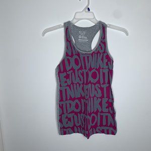 Nike Womens M Grey/Pink Slim Fit Just Do It Sleeveless Tank Top Athletic Shirt